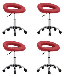 Obrotowe krzesła stołowe, 4 szt, winna czerwień, sztuczna skóra