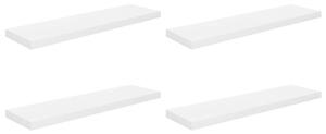 Półki ścienne, 4 szt, wysoki połysk, białe, 90x23,5x3,8 cm, mdf