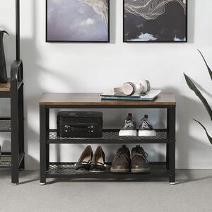 Ławka i półka na buty w stylu industrialnym, brązowy, czarny