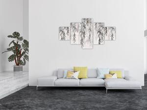 Obraz - Gałązki wierzby w szarym tynku (125x70 cm)