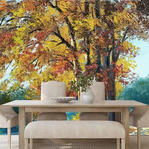 Samoprzylepna tapeta malowane drzewa w kolorach jesieni