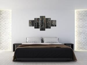 Obraz - Gałązki wierzby na czarnym tle (125x70 cm)