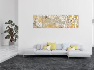 Obraz - Ściana w stylu vintage z kwiatami (170x50 cm)