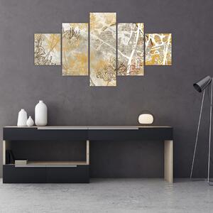 Obraz - Ściana w stylu vintage z kwiatami (125x70 cm)