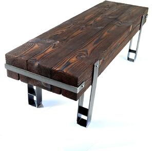 CHYRKA® Ławka LBR Siedzisko z litego drewna BRODY Loft Vintage Bar Industrial Design Handmade Wood Metal