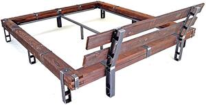 CHYRKA® Łóżko z litego drewna łóżko z belką LL LEMBERG łóżko podwójne loft vintage design przemysłowy handmade drewno metal