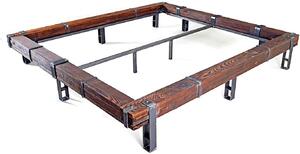 CHYRKA® Łóżko z litego drewna łóżko z belką LL LEMBERG łóżko podwójne loft vintage design przemysłowy handmade drewno metal
