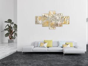 Obraz - Ściana w stylu vintage z kwiatami (125x70 cm)