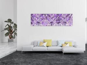 Obraz - Fioletowe liście w gipsie (170x50 cm)