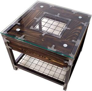 CHYRKA® Stolik kawowy HALICZ stół do salonu LH Loft Vintage Bar Industrial design handmade drewno szkło metal