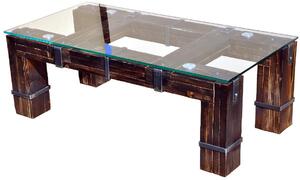 CHYRKA® Stolik kawowy DROHOBYCZ stół do salonu LD Loft Vintage Bar Industrial design handmade drewno szkło metal
