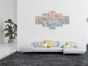 Obraz - Tropikalne rośliny na ścianie (125x70 cm)