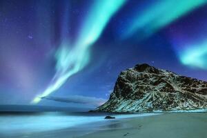 Fototapeta zorza polarna w Norwegii
