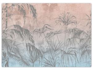Obraz - Tropikalne rośliny na ścianie (70x50 cm)