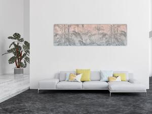 Obraz - Tropikalne rośliny na ścianie (170x50 cm)