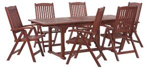Rustykalny zestaw jadalniany ogrodowy drewno akacjowe stół 6 krzeseł Toscana Beliani