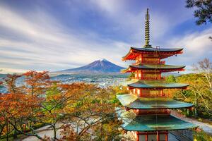 Fototapeta widok na Chureito Pagoda i górę Fuji