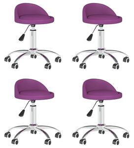 Obrotowe krzesła stołowe, 4 szt., fioletowe, sztuczna skóra