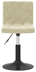 Obrotowe krzesło stołowe, kremowe, tapicerowane aksamitem