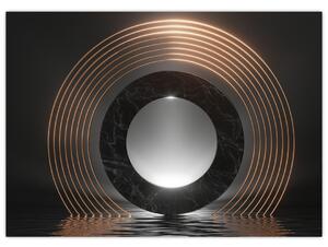 Obraz - Abstrakcja, księżyc nad wodą (70x50 cm)