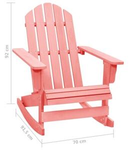 Ogrodowy fotel bujany adirondack, lite drewno jodłowe, różowy
