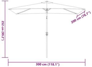 Parasol ogrodowy na metalowym słupku, 300x200 cm, lazurowy