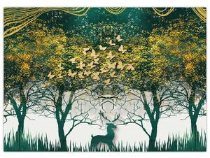 Obraz - Jelenie w zielonym lesie (70x50 cm)