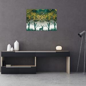 Obraz - Jelenie w zielonym lesie (70x50 cm)