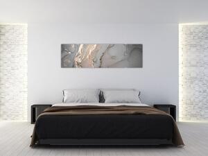 Obraz - Szaro - złoty marmur (170x50 cm)