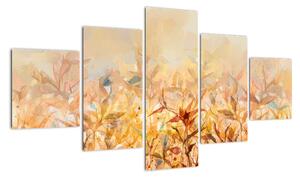 Obraz - Liście w jesiennych kolorach, obraz olejny (125x70 cm)