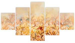 Obraz - Liście w jesiennych kolorach, obraz olejny (125x70 cm)