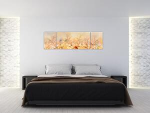 Obraz - Liście w jesiennych kolorach, obraz olejny (170x50 cm)