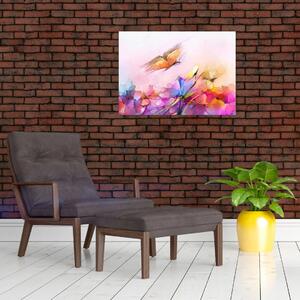 Obraz - Motyl nad kwiatem, abstrakcja (70x50 cm)