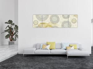 Obraz - Abstrakcja, marmurowe kręgi (170x50 cm)