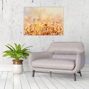 Obraz - Liście w jesiennych kolorach, obraz olejny (70x50 cm)