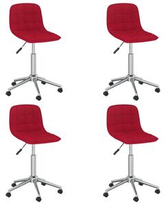 Obrotowe krzesła stołowe, 4 szt., winna czerwień, obite tkaniną