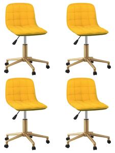 Obrotowe krzesła stołowe, 4 szt., musztardowe, aksamitne