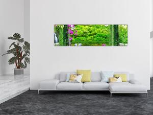 Obraz - Magiczny ogród z łabędziami (170x50 cm)