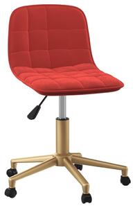 Obrotowe krzesło biurowe, winna czerwień, tapicerowane aksamitem