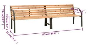 Podwójna ławka ogrodowa, 225 cm, lite drewno jodłowe
