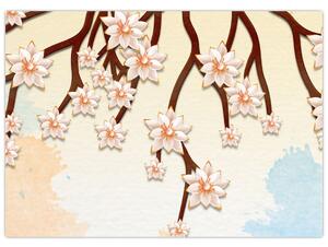 Obraz - Kwiaty na gałęziach, kolorowe (70x50 cm)