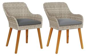 Krzesło ogrodowe 2 szt. jasnoszary 62,5 x 55 x 82 cm polirattan