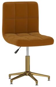 Obrotowe krzesło biurowe, brązowe, tapicerowane aksamitem