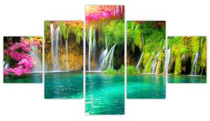 Obraz - Wodospad, Jeziora Plitwickie, Chorwacja (125x70 cm)