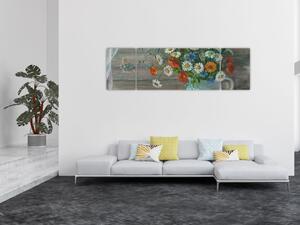 Obraz - Kwiaty polne, obraz olejny (170x50 cm)