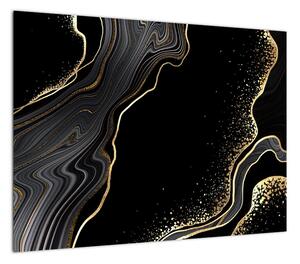 Obraz - Czarno - złoty marmur (70x50 cm)