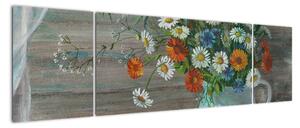 Obraz - Kwiaty polne, obraz olejny (170x50 cm)