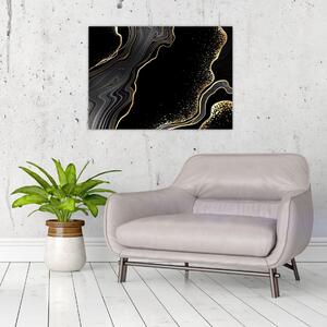 Obraz - Czarno - złoty marmur (70x50 cm)