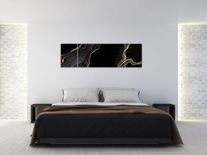 Obraz - Czarno - złoty marmur (170x50 cm)