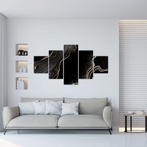 Obraz - Czarno - złoty marmur (125x70 cm)